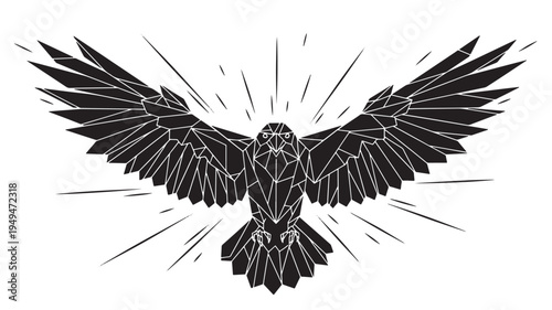 Geometric Eagle Bird Spreading Wings For Logo Concepts on transparent background