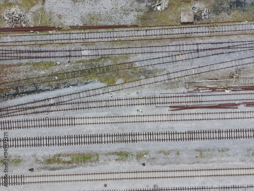 Wallpaper Mural Aerial drone photo of industrial railroad terminal in Gracac, Croatia Torontodigital.ca