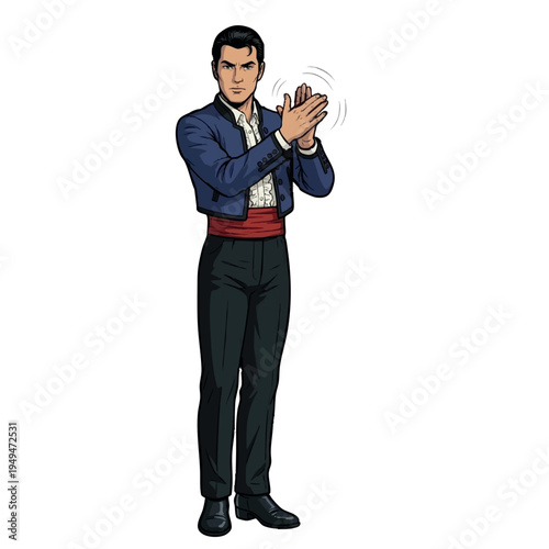 Man in flamenco costume clapping hands