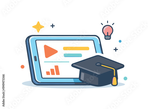 Personal knowledge development and modern online education supporting continuous learning and professional skill improvement in a digital environment, a tablet paired with a simple