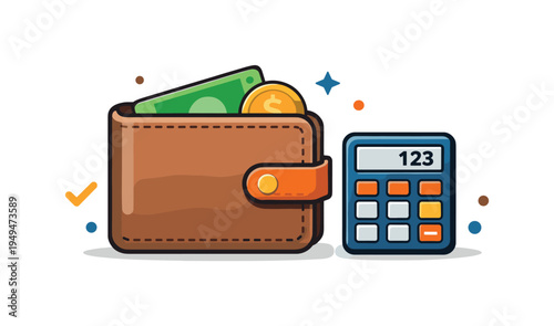 Personal financial awareness and smart budgeting habits supporting stable money management and everyday financial responsibility, a simple wallet placed beside a small calculator