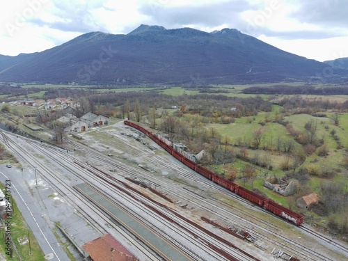 Wallpaper Mural Aerial drone photo of industrial railroad terminal in Gracac, Croatia Torontodigital.ca