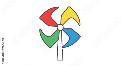 Colorful pinwheel illustration with red yellow green and blue blades