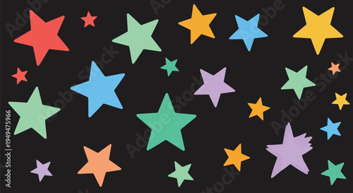 A colorful array of stars in various sizes and hues against a dark background