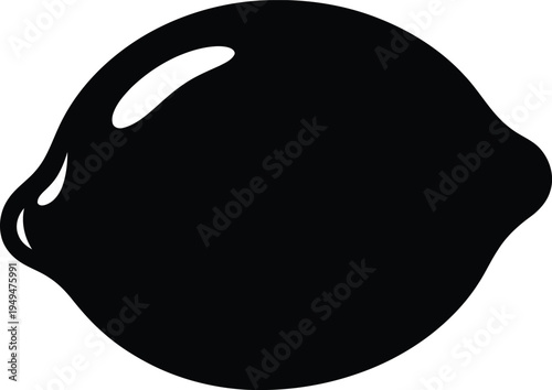 Black lemon silhouette citrus fruit icon zesty flavor design vector