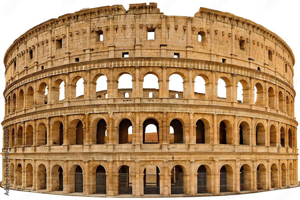 Fototapeta premium Ancient Roman Colosseum isolated on a transparent background architecture stone