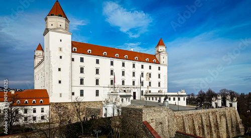 Photography Bratislava Castle Slovakia panoramic view of fortress and historic walls