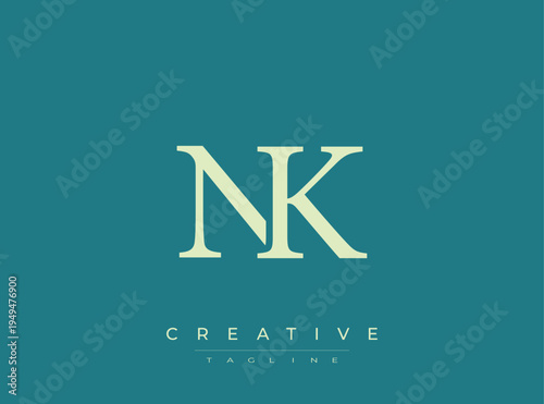 NK creative logo design with tagline on blue background