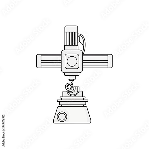CNC Milling Machine Line Icon