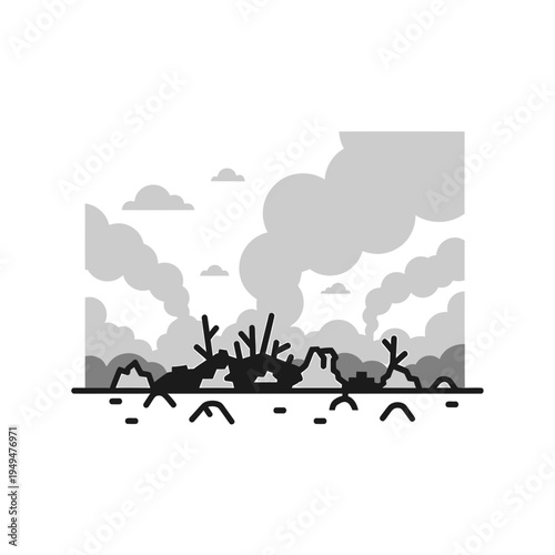 Monochrome Wasteland Landscape Scene