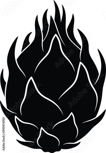 Exotic dragon fruit silhouette icon vector - tropical produce element