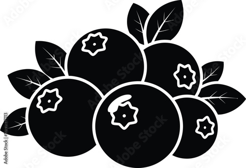 Fresh black blueberries silhouette icon graphic vector fruit illustration