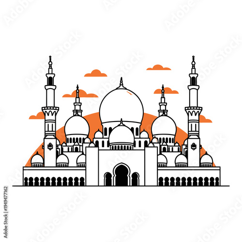 Sheikh Zayed Mosque Line Art