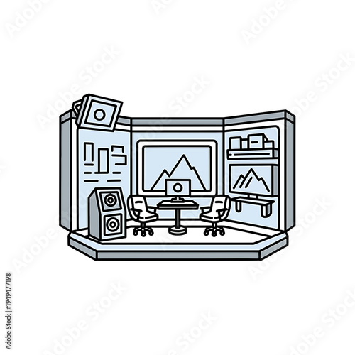 Abstract TV Studio News Set Design