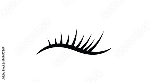 A minimalist illustration of a curved line resembling an eyelash or eyebrow