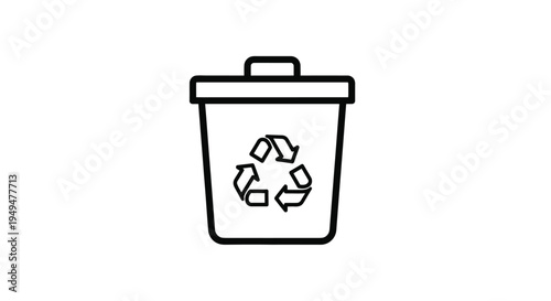 Simple black and white line drawing of a recycling bin