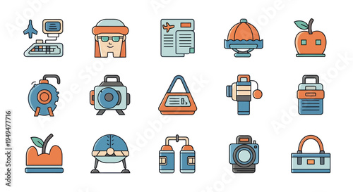 Collection of colorful icons representing various concepts and objects