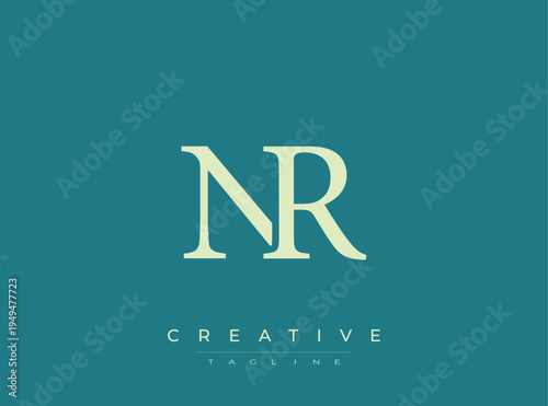 Modern elegant logo design with NR initials on blue background