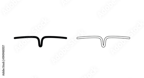 Two depictions of a branding mark resembling a stylized bird in flight