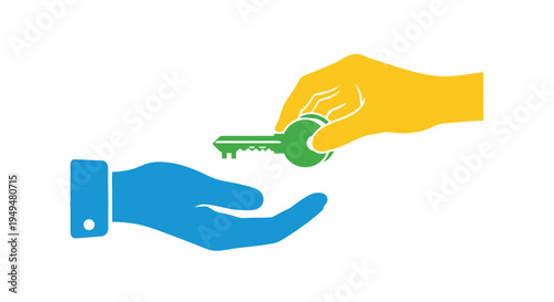 Hands exchanging a key symbolizing trust and transfer of ownership