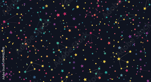 A vibrant and colorful starry night sky with many twinkling stars