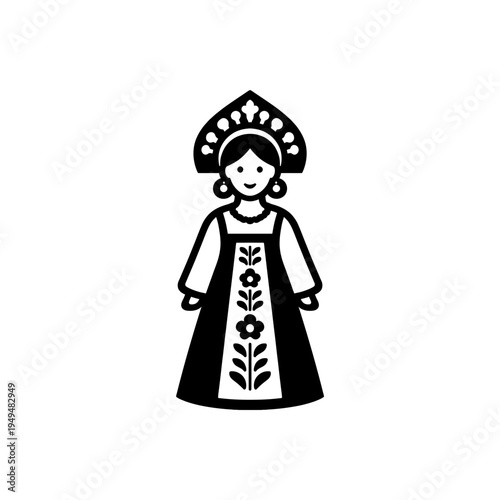 Russian Sarafan Kokoshnik Folklore Icon