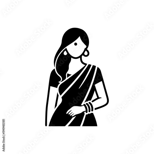Indian Woman In Saree Icon