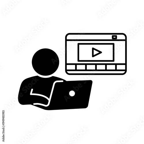 パソコンで動画作成をしている人のアイコン