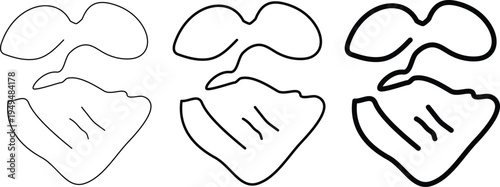 Set of 3 hand giving gesture icons vector