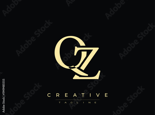 Golden cz logo design with creative tagline on transparent background