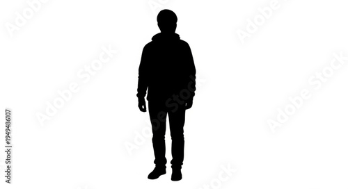 Silhouette of a person standing against a white background.