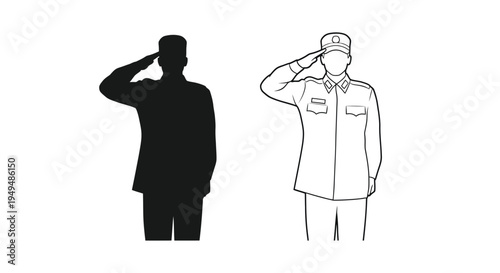 Saluting soldiers a monochrome illustration of respect and military honor