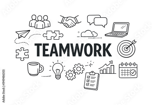 Professional teamwork and workplace collaboration concept focused on colleagues sharing ideas, coordinating tasks and building effective partnerships to achieve collective business