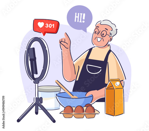 Chef Vlogger Cooking Tutorial Cartoon