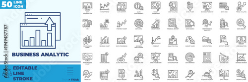 Business Analytic Line Editable Icons set