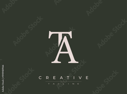 Creative TA monogram logo with elegant serif font and tagline