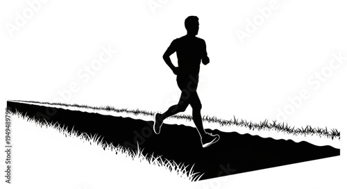 Silhouette of a man running on a path outdoors.