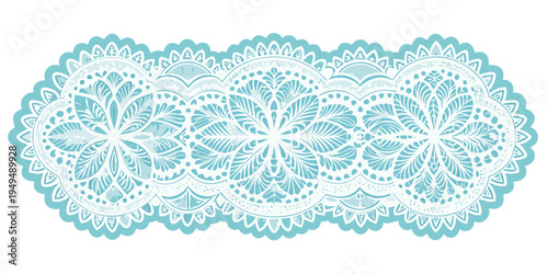 Elegant light blue floral lace decorative border, vector