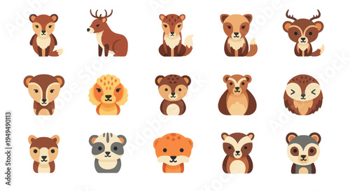 Collection of stylized forest animal illustrations in a clean modern design
