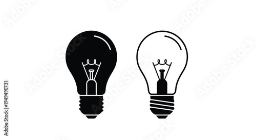 Two lightbulbs one filled one empty in black and white