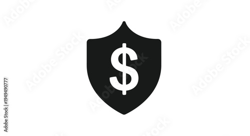 Black shield icon with a dollar sign representing financial security