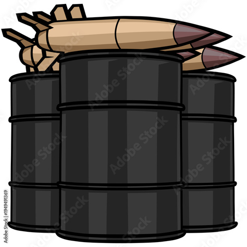 Missiles on Oil Barrels Illustration