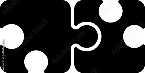 Puzzle pieces silhouettes vector illustration featuring interlocking connection, compatibility, teamwork, integration, and problem-solving motifs