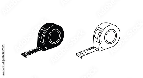 Two tape measures one solid black one outlined in white