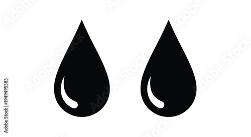 Two black teardrop shapes against a stark white background