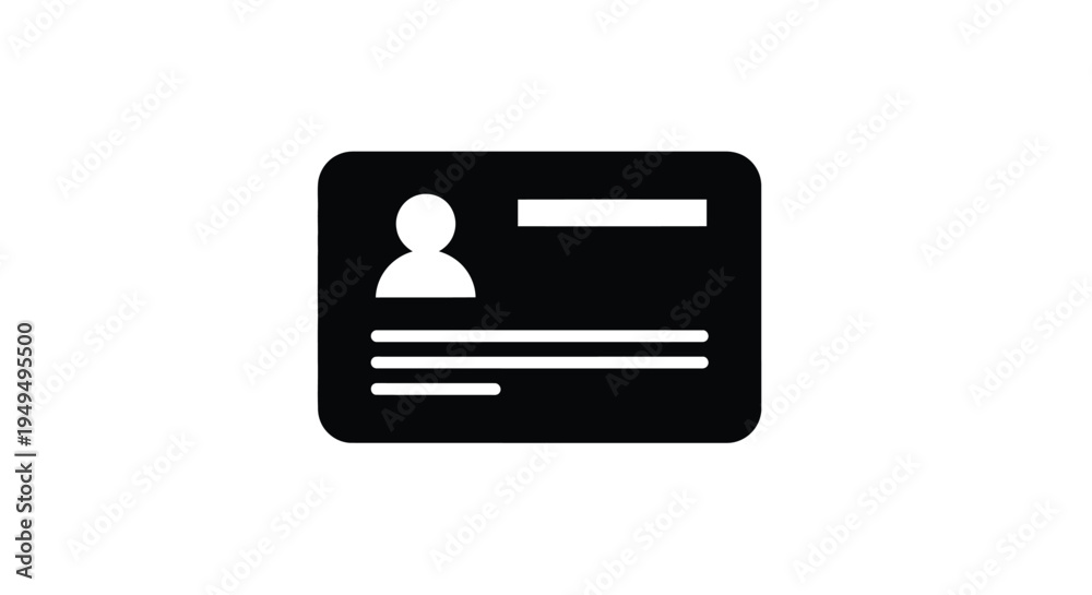 Fototapeta premium Simple black icon depicting an identification card with a silhouette