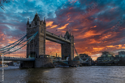 the Tower Bridge over the Thames river in London England UK