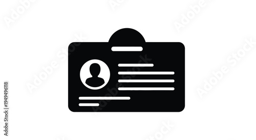 Simple black icon depicting a generic identification card or badge