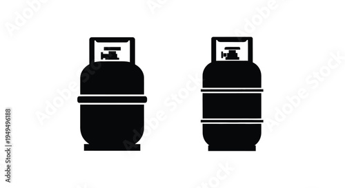Two black silhouettes of propane tanks against a white background