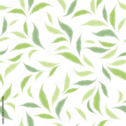 Floral seamless pattern. Branch with leaves ornamental texture. Flourish natu...